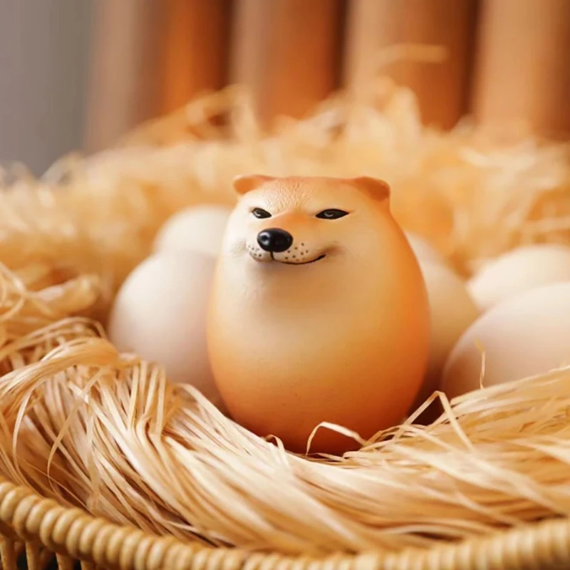 Shiba Inu Realistic Egg Shape Keychain Pvc Desk Decor Dog & Egg Union Decorations For Home Offices Bag Pendant Car Key Pendant