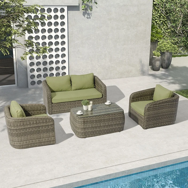 

Modern Garden Sofa Set Rattan Furniture Waterproof Woven Wicker Sofa