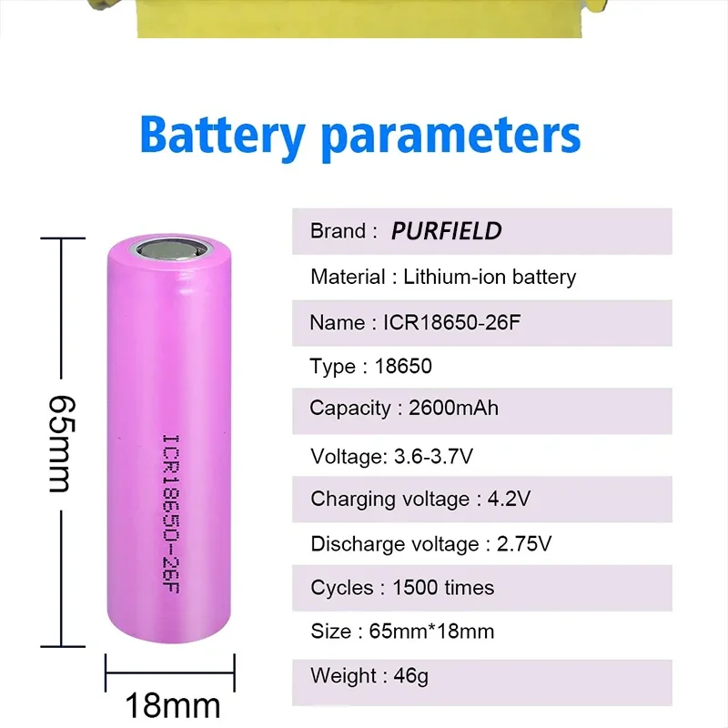 For Samsung 18650 26F Batteries Rechargeable Li-ion Battery 2600mAh ICR18650 3.7V ICR18650  For Flashlight use