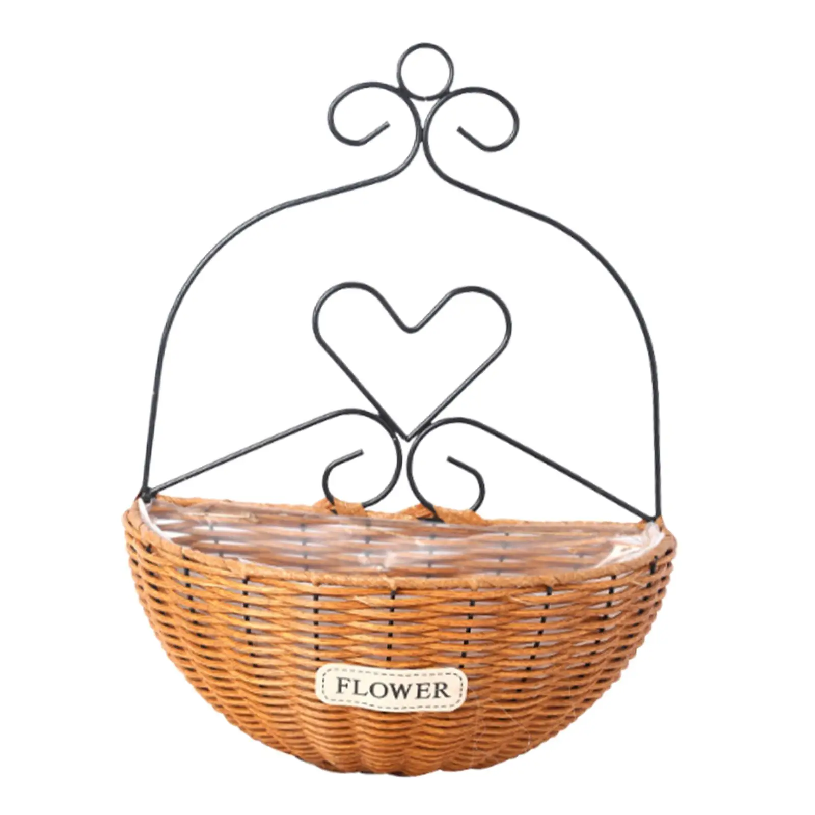 Hand Woven Hanging Basket Wall Mounted Flowerpot Lightweight Rattan Organizer for Apartment Decor