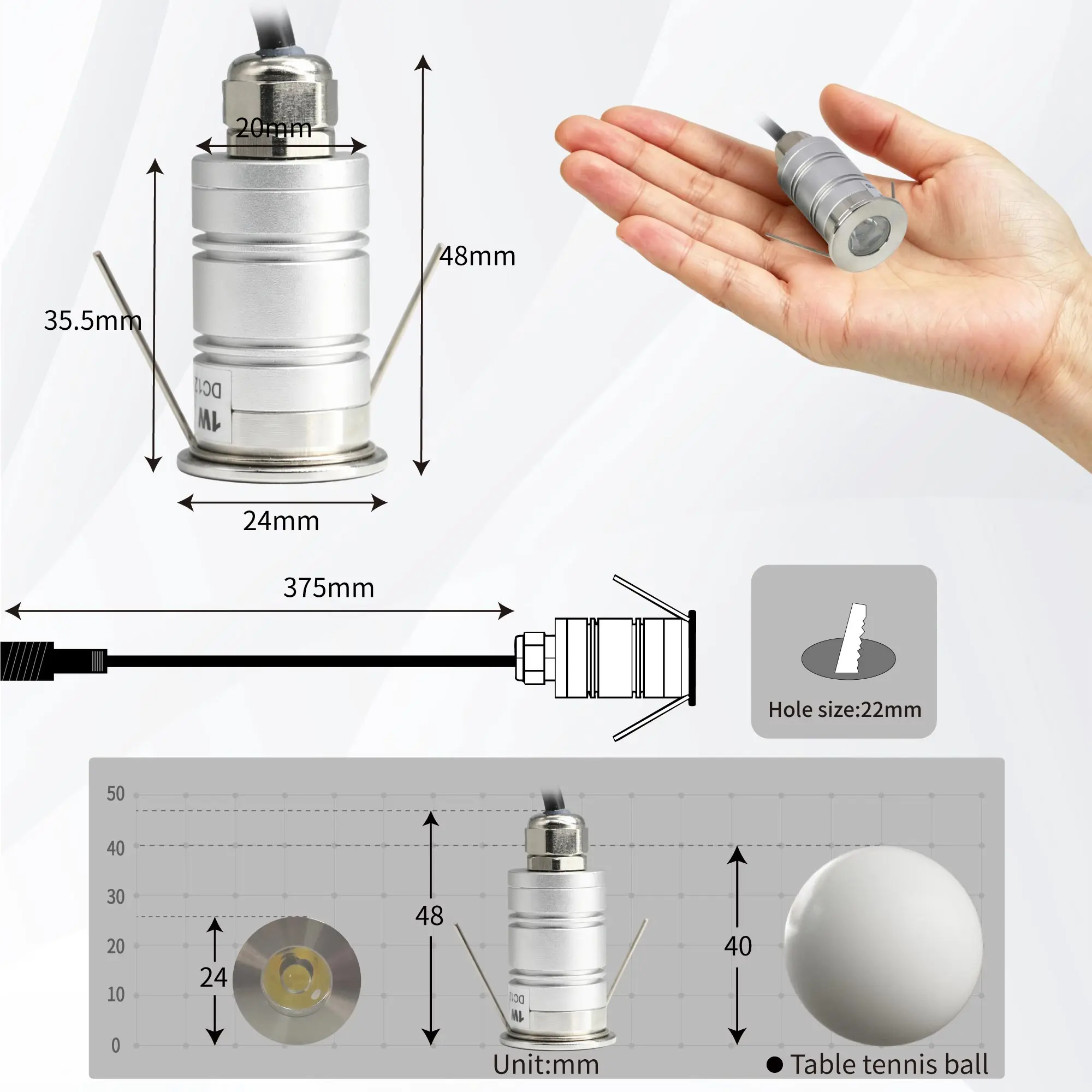 1W Outdoor 15 Degree Inground Spot Lamp Waterproof LED Spot Lights 12V 24V Mini Underground Spotlights For Yard Walkway Lighting