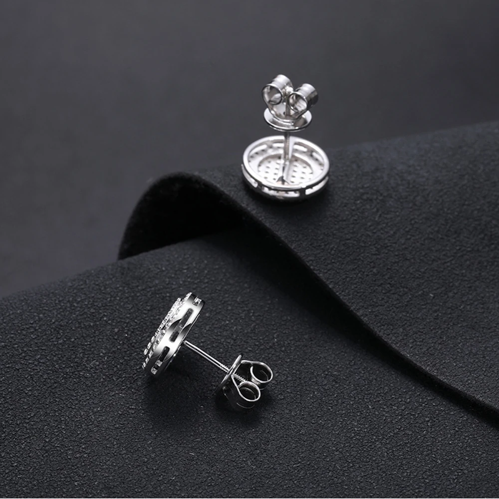 Imagem -03 - Rodada Moissanite Brincos para Mulheres S925 Prata Real Diamonds Ear Studs Homens Brincos Jóias Pass Tester