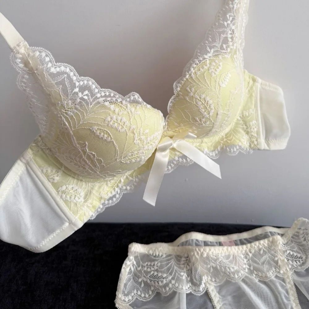 BANERDANNI Trendy New Wireless Push Up Bra Set Women Small Bust Gather Side Support Anti Sag Sexy Soft Everyday Lingerie 32‑38AB