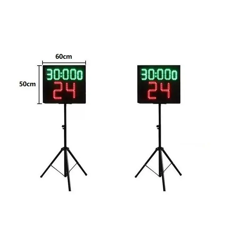 2 Pcs Set Double Lines Display Electronic 24s Shot Clock Basketball Game Digital 24 Second Countdown Time With Tripod Console