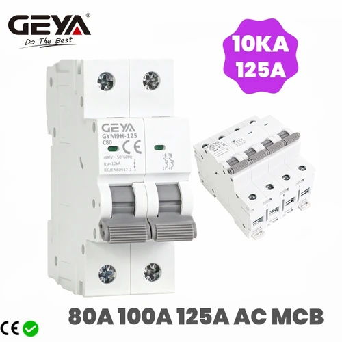 Imagen 1 del producto GEYA GYM9H-125 AC Disyuntor eléctrico 80A 100A 125A 1P 2P 3P 4P AC 230V 400V 10KA MCB AC