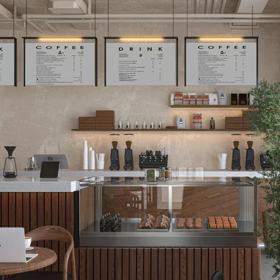 Mesas y sillas de restaurante de lujo con diseño personalizado, decoración de cafetería, venta al por menor, muebles de tienda de té de burbujas