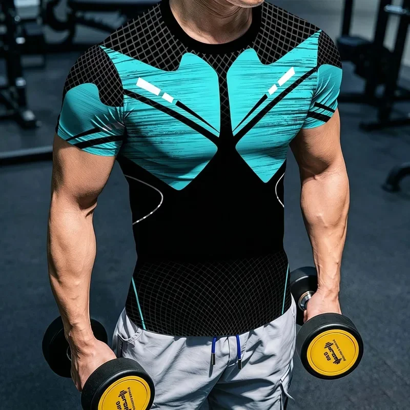 Men's Compression Sports T-Shirt Round Neck Short Sleeve Breathable Mesh Panels Gym Outdoor Protective Activewear