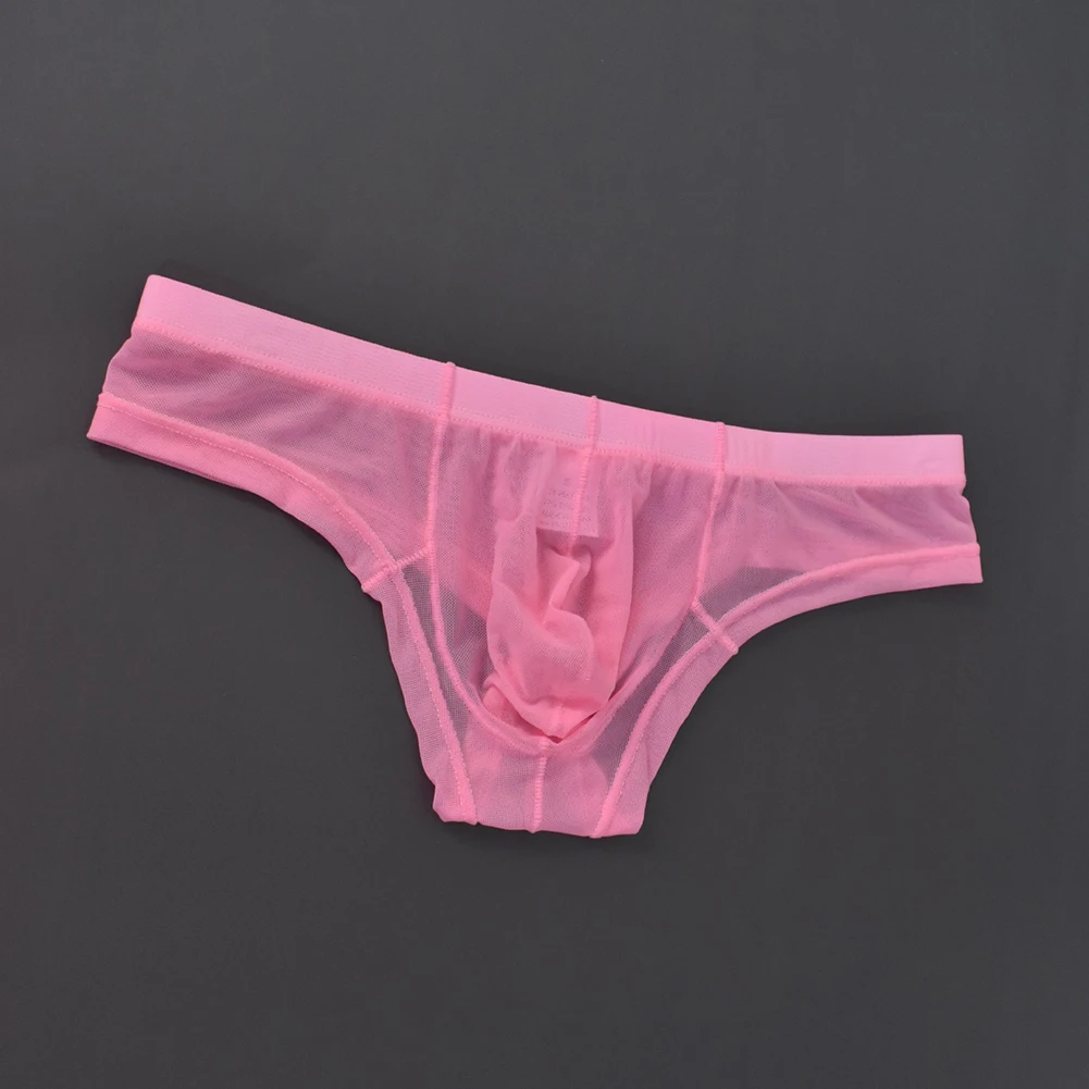

Ultrathin Cooling Briefs Thongs For Men Transparent Mesh Breathable Underwear Low Waist Pouch Suitable For Summer