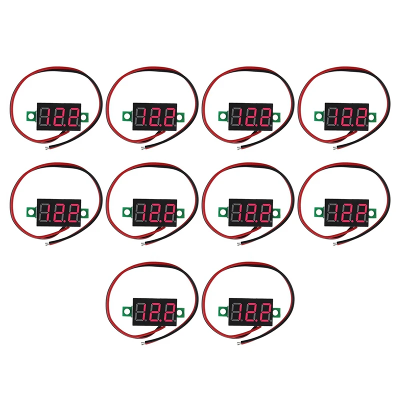 10pcs 2 Wires Mini Digital Voltmeter DC 2.5V-40V Digital Voltage New Arrivals in Stock