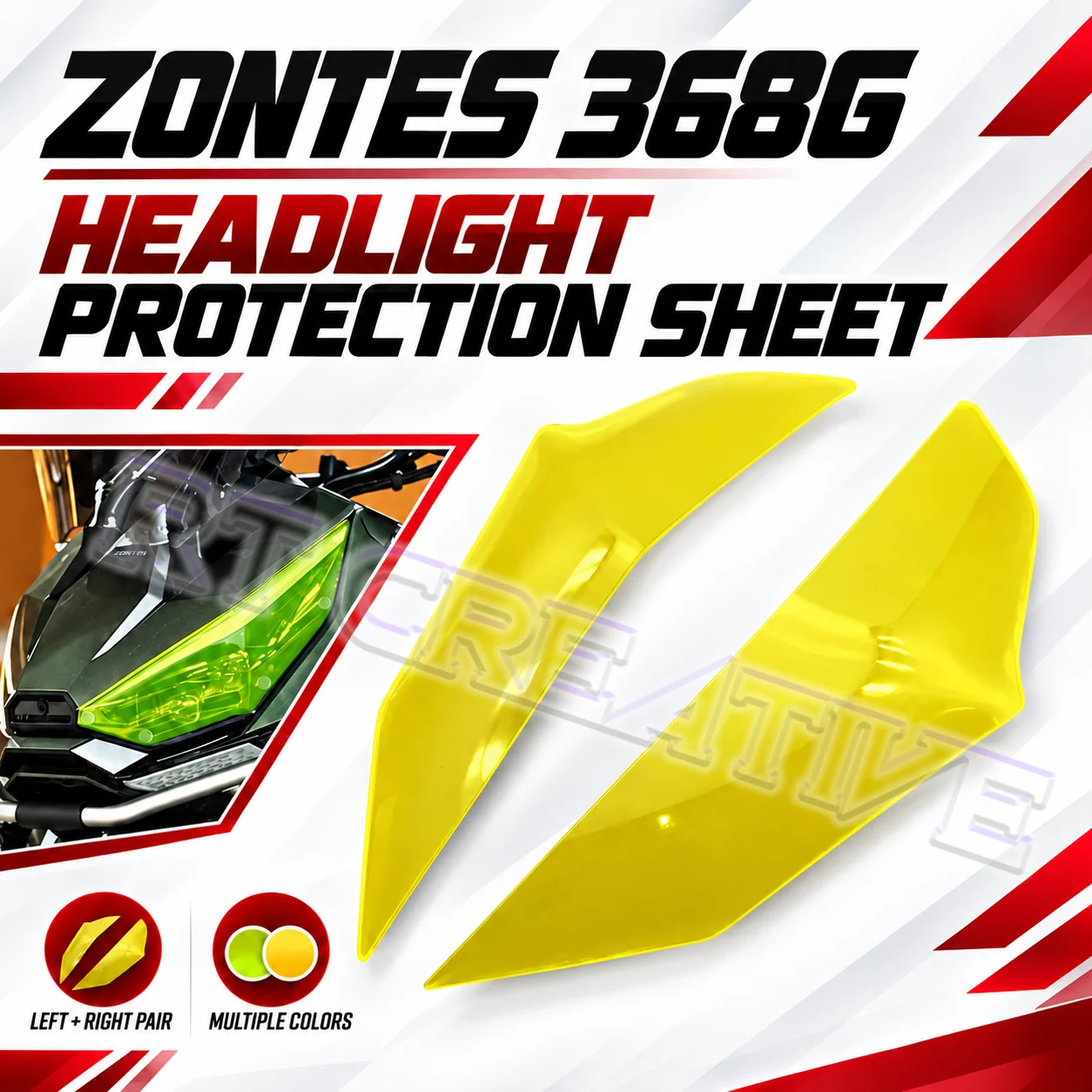 Headlight Anti-Collision Anti-Scratch Protective Sheet Motorcycle Parts Compatible ZONTES 368G 2024