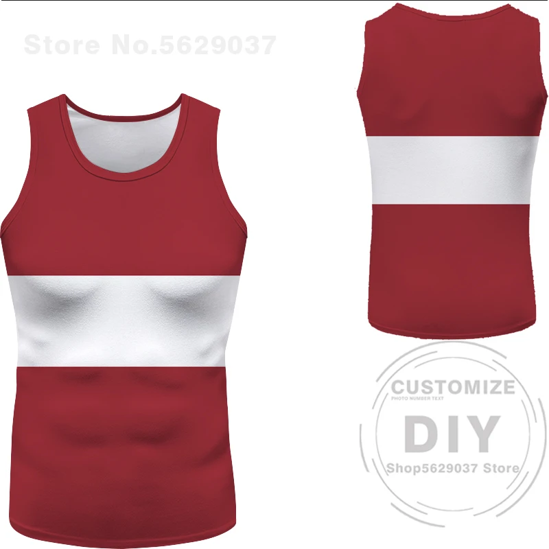 Latvia Vest Diy Free Custom Made Name Lva Tank Top Nation Flag Republic Latvija Country College Print Photo Sleeveless T-Shirt