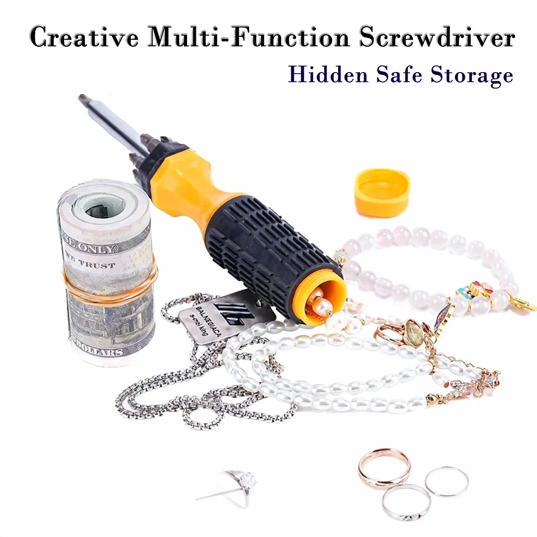 Multi-Function 6bit Screwdriver ⁣⁣⁣⁣Hidden Compartment Diversion Stash Safe Container Home Garage Car Cash Ring Necklace Safe
