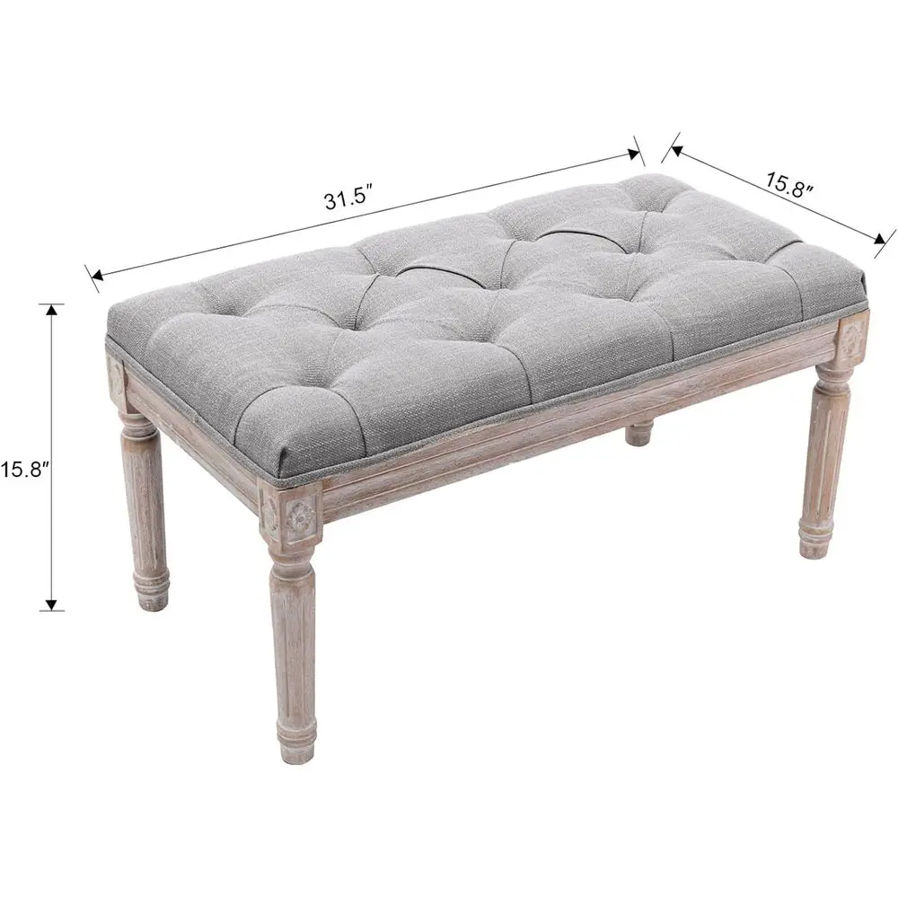 Kmax Tuted Entryway Bench, Upholstered Rustic Ottoman Bench, 31.5