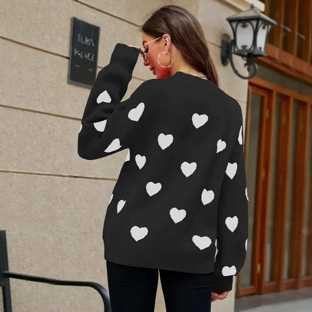 2023 Winter neue Valentinstag Liebe Pullover Frauen Strickwaren Frauen große lose grenz überschreitende Pullover Frauen SFC19-3