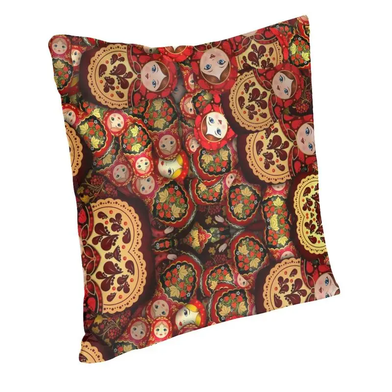 Russia Matryoshka Doll Cushion Cover 40x40 Home Decor Russian Folk Art Babushka Pattern Throw Pillow Case for Car Double Side