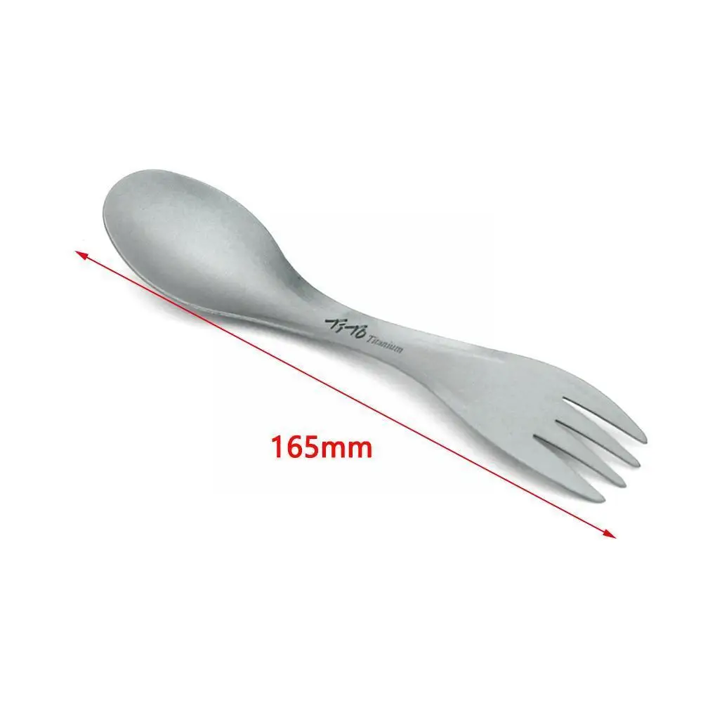 Outdoor Camping 2 In 1 Hiking Diet Tools Picnic Barbecue Alloy Too Titanium Fork Alloy Spoon Spoon Fork J6O3