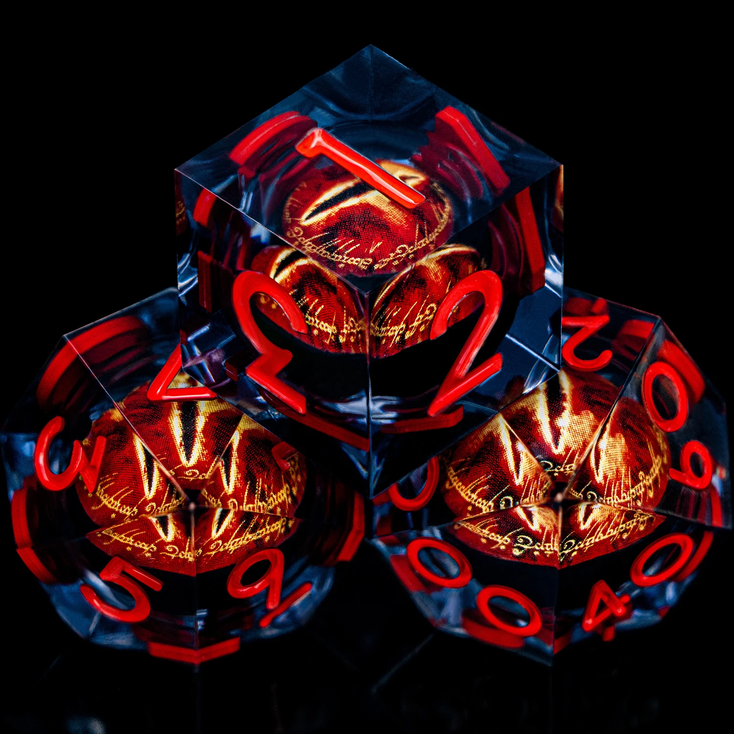 D20 Lliquid Flow Core Eye of Sauron Dnd Resin Dice Set D and D Dungeon and Dragon Role Playing Game 7PCS D&D Sharp Edge Red Dice