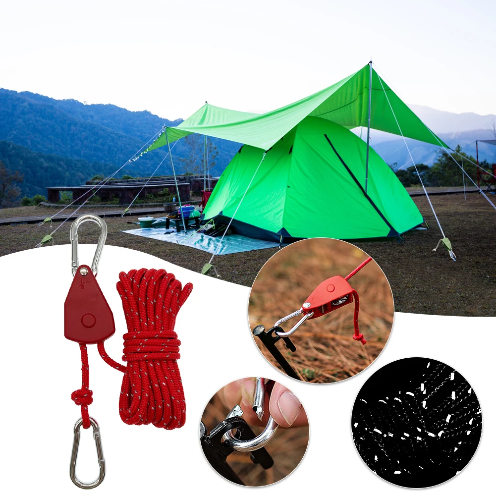 5M Canopy Tie Down Strap Adjustable Tent Fastener Rope Windproof 4mm Outdoor Guy Lines Reflective for Camping Hiking