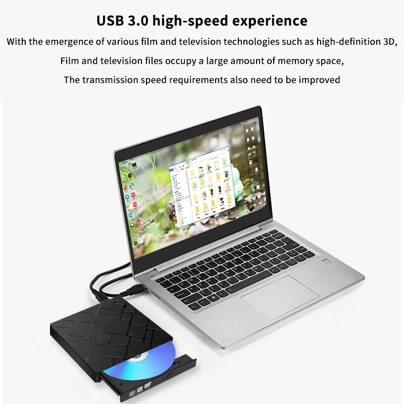 【U】TypeC+USB 3.0 محرك بلو راي خارجي CD24X أدوات محرك عالية السرعة ومحول كاتب حرق DVD CD خارجي A3Y9 #1