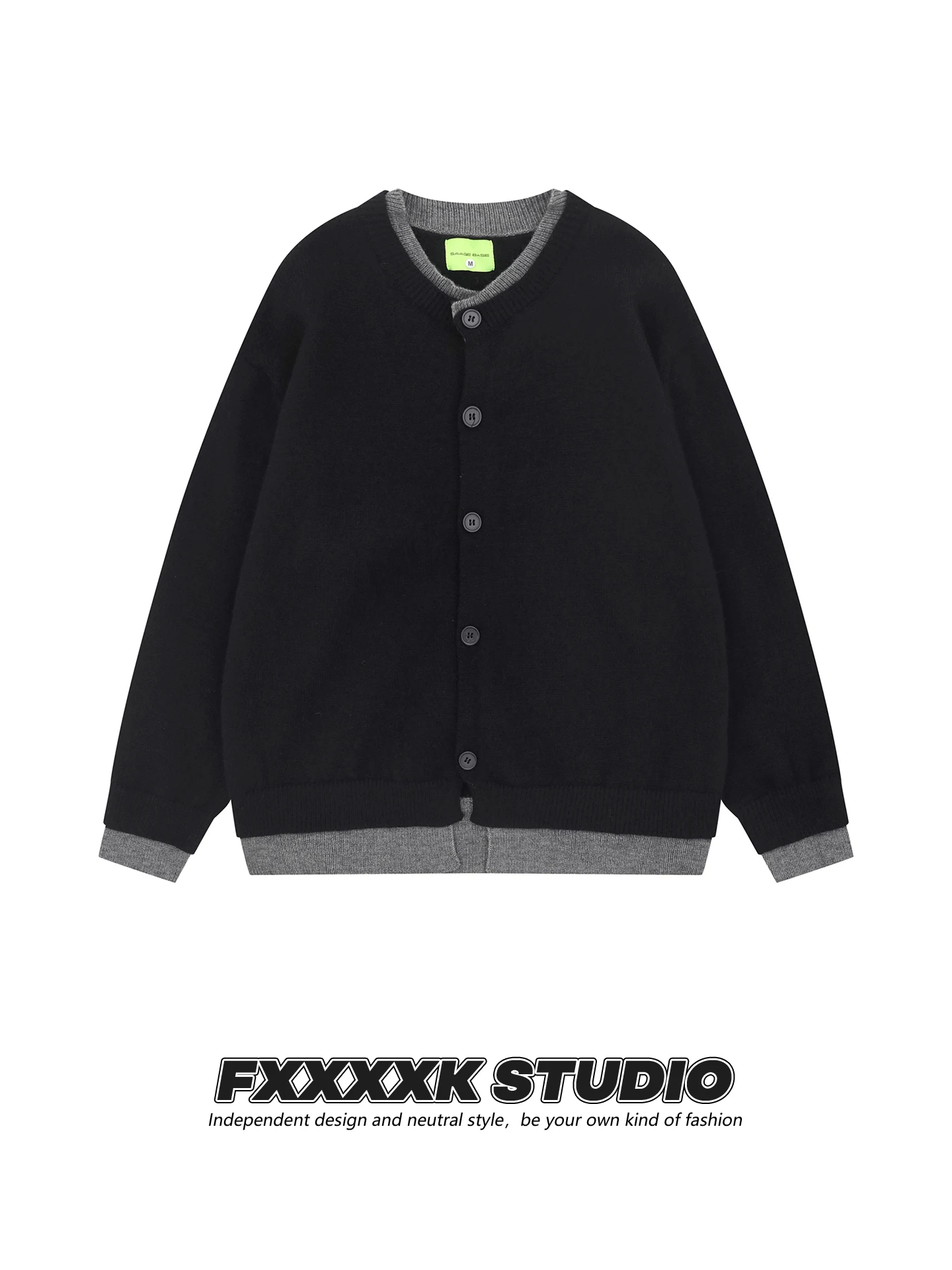 

Оригинальный ретро-кардиган FXK в стиле INS: повседневный вязаный свитер на пуговицах для мужчин и женщин, свободный крой, вязаная кофта с пэчворком