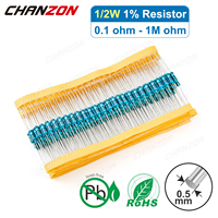 100pcs/Pack 1/2W 1% High Precision Metal Film Resistor 1 2.2 4.7 10 100 220 330 470 1K 4.7K 10K 15K 47K 100K Ohm Fixed Resistant