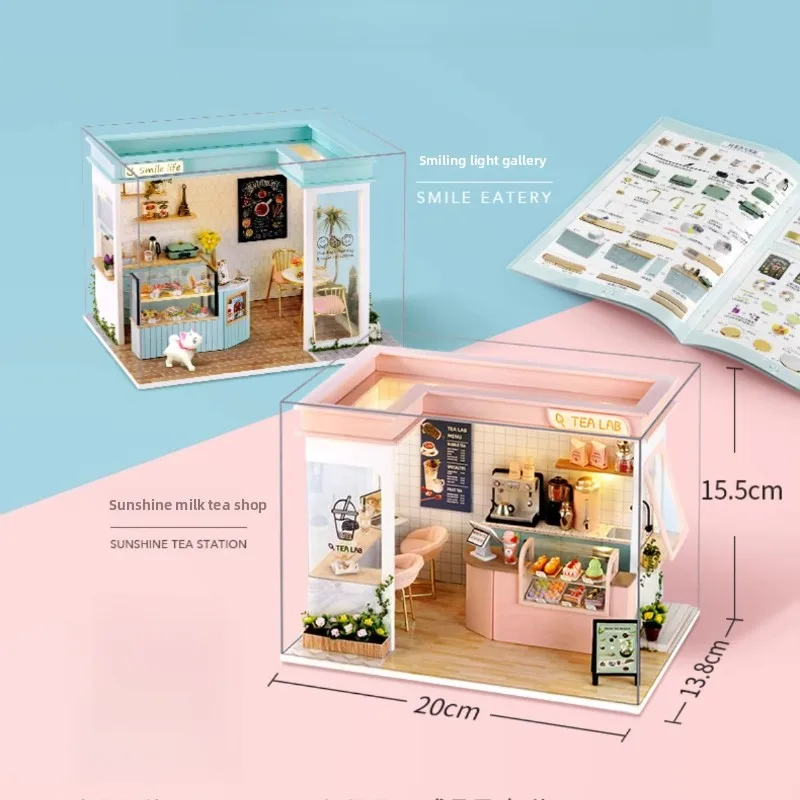 DIY ชุดตุ๊กตาพร้อมเฟอร์นิเจอร์ฉากบ้านหลังเล็กรุ่น Miniature ไม้ประกอบของเล่นสําหรับเด็กหญิงและเด็กชายของขวัญวันเกิดอะนิเมะ