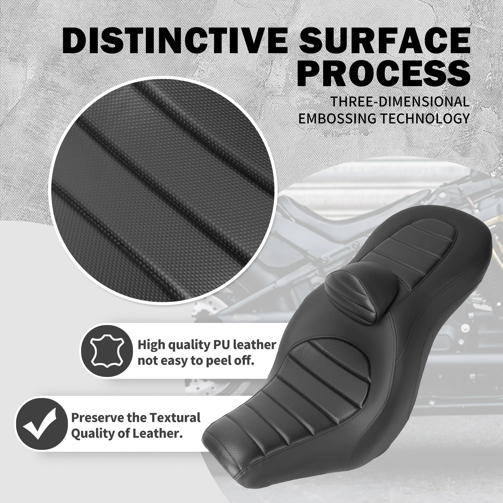 Motorcycle Driver Passenger Seats Cushion Two Up Seat With Backrest For Harley Softail Low Rider ST Sport Glide 2018-2024