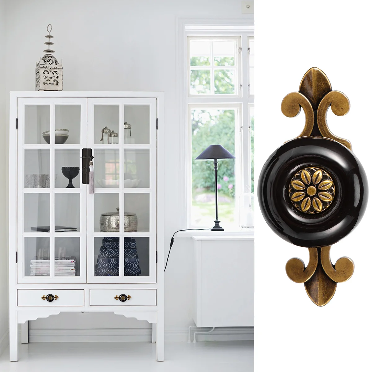 

2Pcs Zinc Alloy Ceramic Drawer Knob Cabinet Pull Bar Light Brown Furniture Handle Durable Home Accessories Furniture Hardware