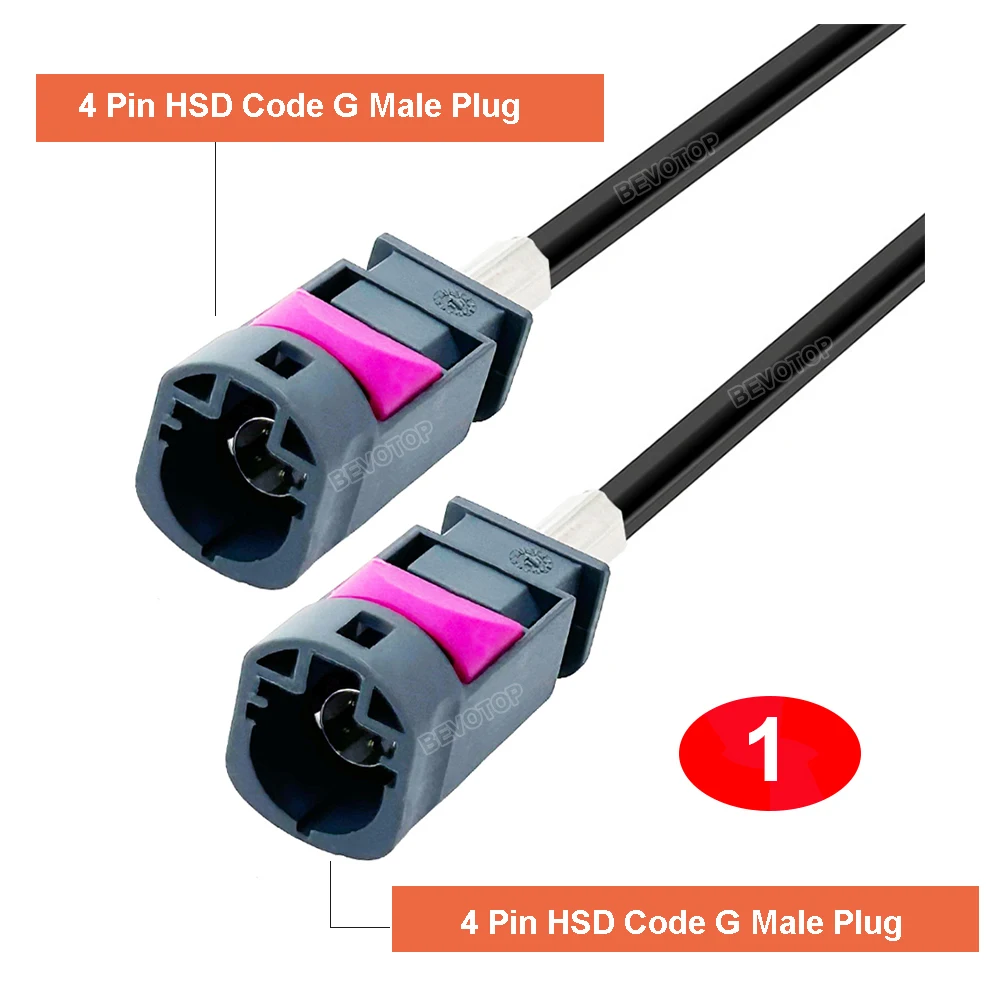 1PCS 4Pin LVDS HSD Cable Grey Code G Male to G Male Plug High Speed 4-Core 535 Car Electrical Wire Harness BEVOTOP Auto Cable