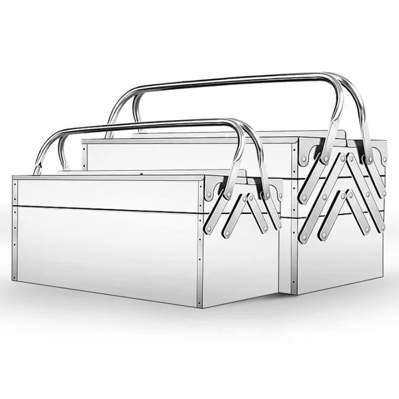 

Stainless steel toolbox three-layer folding storage box multi-functional industrial grade portable box electrical hardware