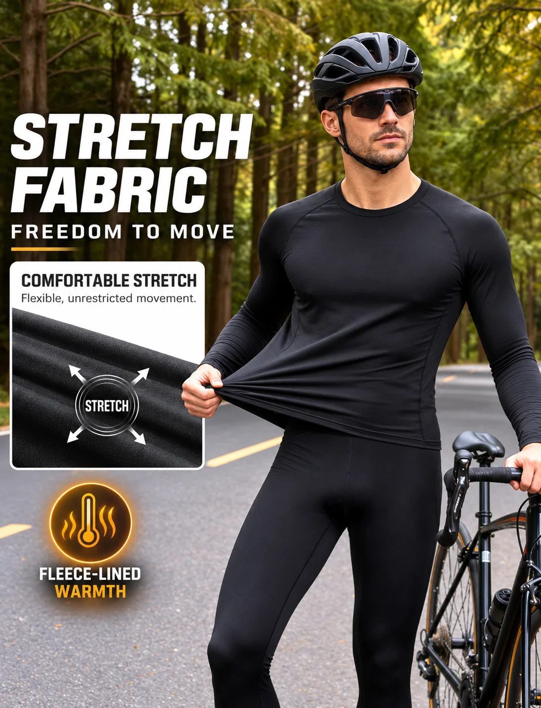 Unisex Cycling Base Layer Long Sleeve Shirt Quick Dry Moisture Wicking Breathable Stretch Lightweight Road Bike Jersey 3