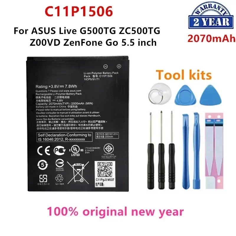 100% Orginal C11P1506 2070mAh For Asus Live G500TG ZC500TG Z00VD ZenFone Go 5.5 inch  Battery+Tools