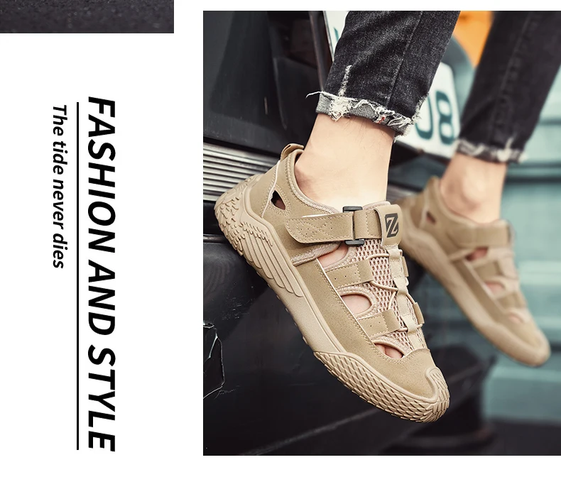 Große Sandalen für Herren, neues Sommermodell, trendig, vielseitig einsetzbar, lässige Sportsandalen, bequeme Sandalen mit weicher Sohle und hohlem Design für den Strand. – Detail 3