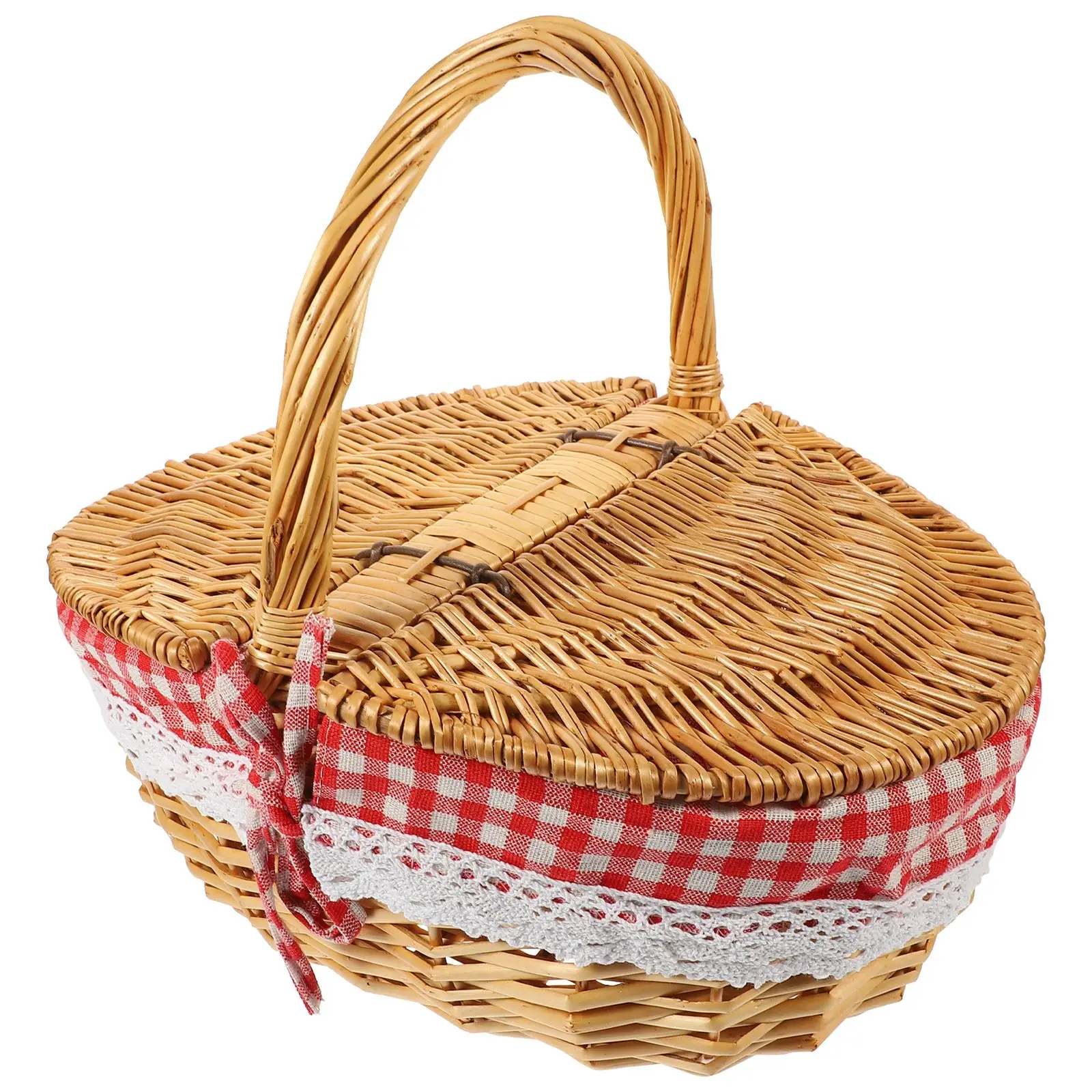 

Плетеная корзина для пикника 35x25x17 см, корзины для хранения, портативные уличные корзины, винтажная винтажная корзина для пикника, домашняя уличная корзина