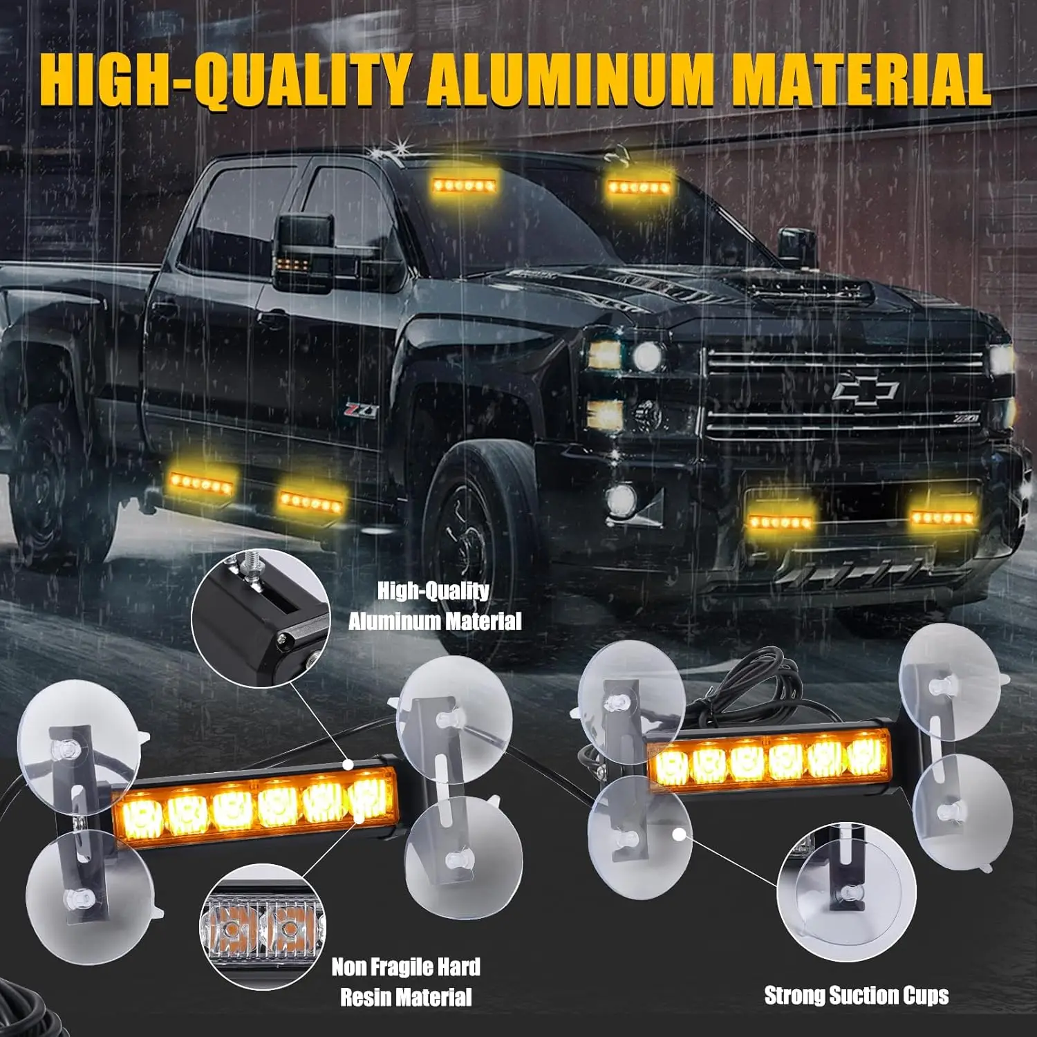 Nilight 6.1in Emergency Strobe Lights  Hazard Warning Flashing Safety Dash Front/Rear Windshield Deck Split Lights Surface Mount