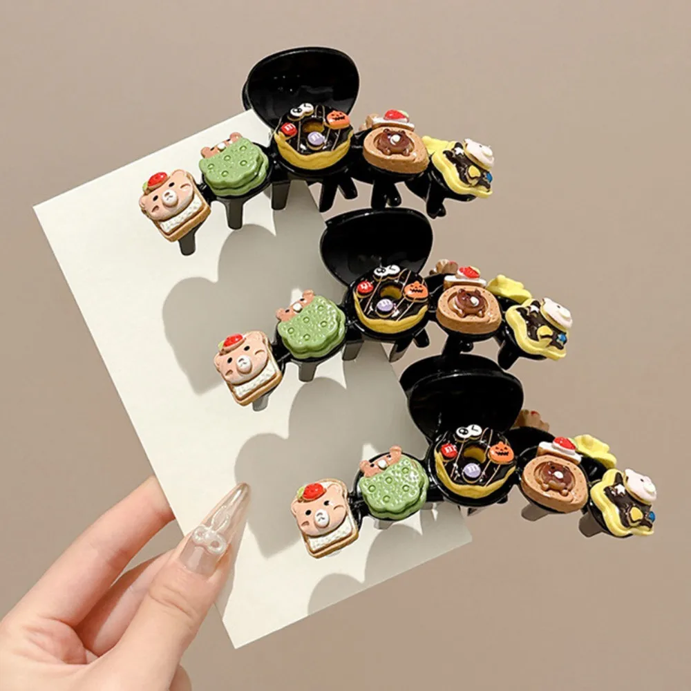 

Cartoon Cute Bear Biscuit Donut Grabbing Clip Female Simulation Dessert Accessories Hairpin Creative Shark Clip