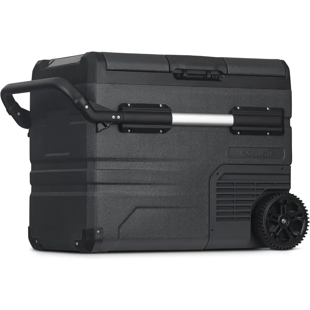 48 Qt. Portable 12v Electric Cooler with LG Compressor, Fridge and Freezer, Rugged Wheels, and Solar Power Input, Perfect