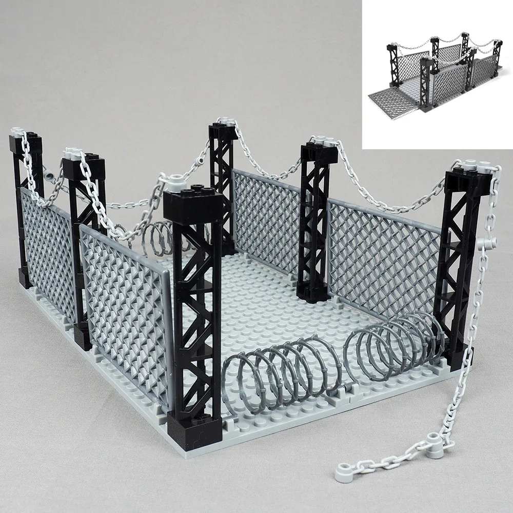 

Military Barbed Wire Cage Building Block City War Scene Roadblock Accessory Fence Isolation Warning Net Rail MOC Brick Parts
