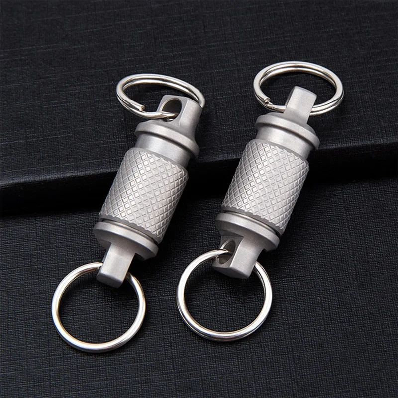 ไทเทเนียม Quick Release พวงกุญแจหมุน, Pull Apart พวงกุญแจที่ถอดออกได้ Heavy Duty Car Key Holder 2 ชิ้น