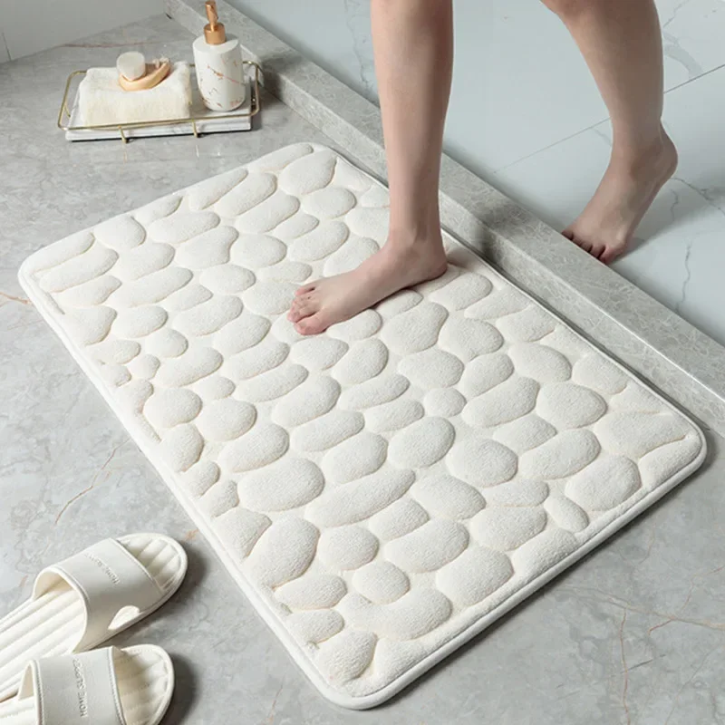 Mat Non-slip Carpets Cobblestone Embossed Bathroom Bath In Wash Basin Bathtub Side Floor Rug Shower Room Doormat Memory Foam