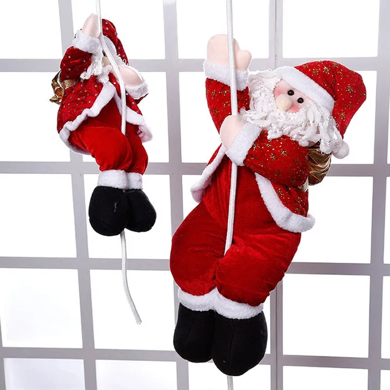 Climbing Rope Santa Claus Plush Doll, Christmas Toy Gift, Fireplace Decoration, Christmas Home Decor, Holiday Ornament