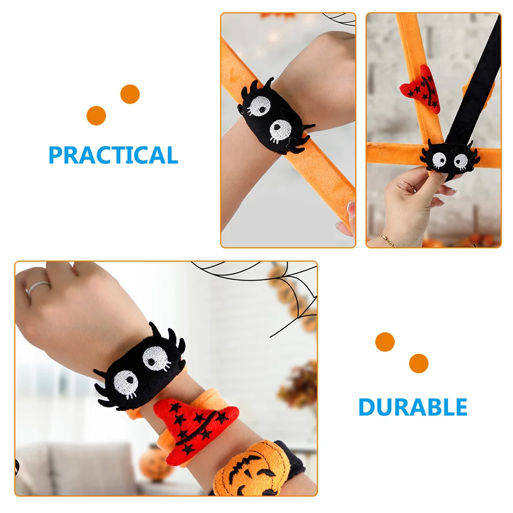 6 Pcs Pumpkin Spider Pants Bracelet Party Slap Kids Bracelets Wrist Bands Toy Bulk Halloween Gift