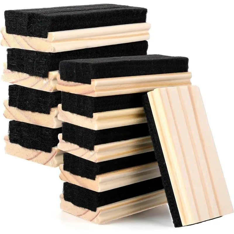 A53M-12 Pack Chalkboard Eraser, Black Dustless Chalk Board Eraser For Blackboard, White Boards Paint, School Officesupplies