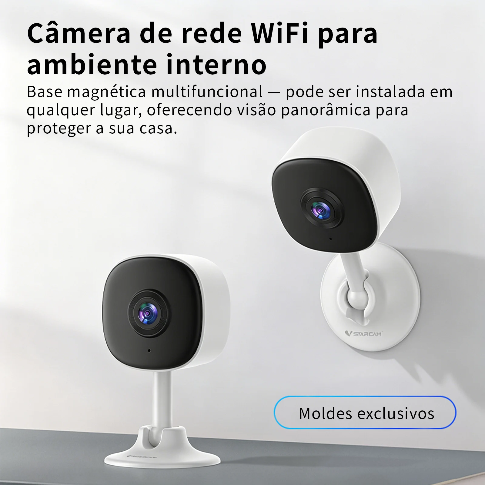 Câmera VSTARCAM Base Magnética, Lente Ultra Grande Angular, Wi-Fi Pro, Detecção de Pessoa, Alerta em Tempo Real, HD por App