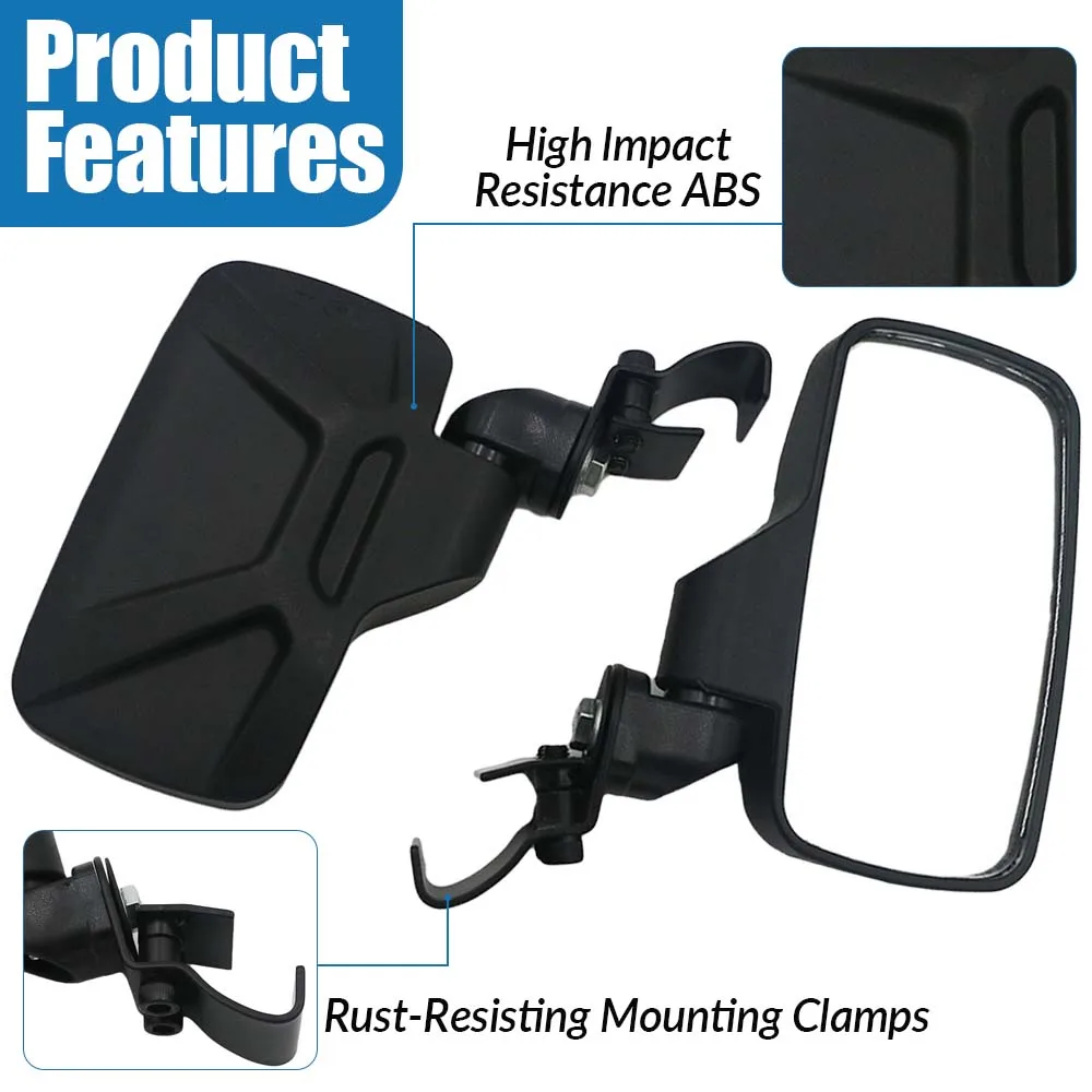 UTV Side & Rear View Mirrors – One Pair, Compatible with Can-Am/Polaris All Models, HD Vision Upgrade Car Accessories