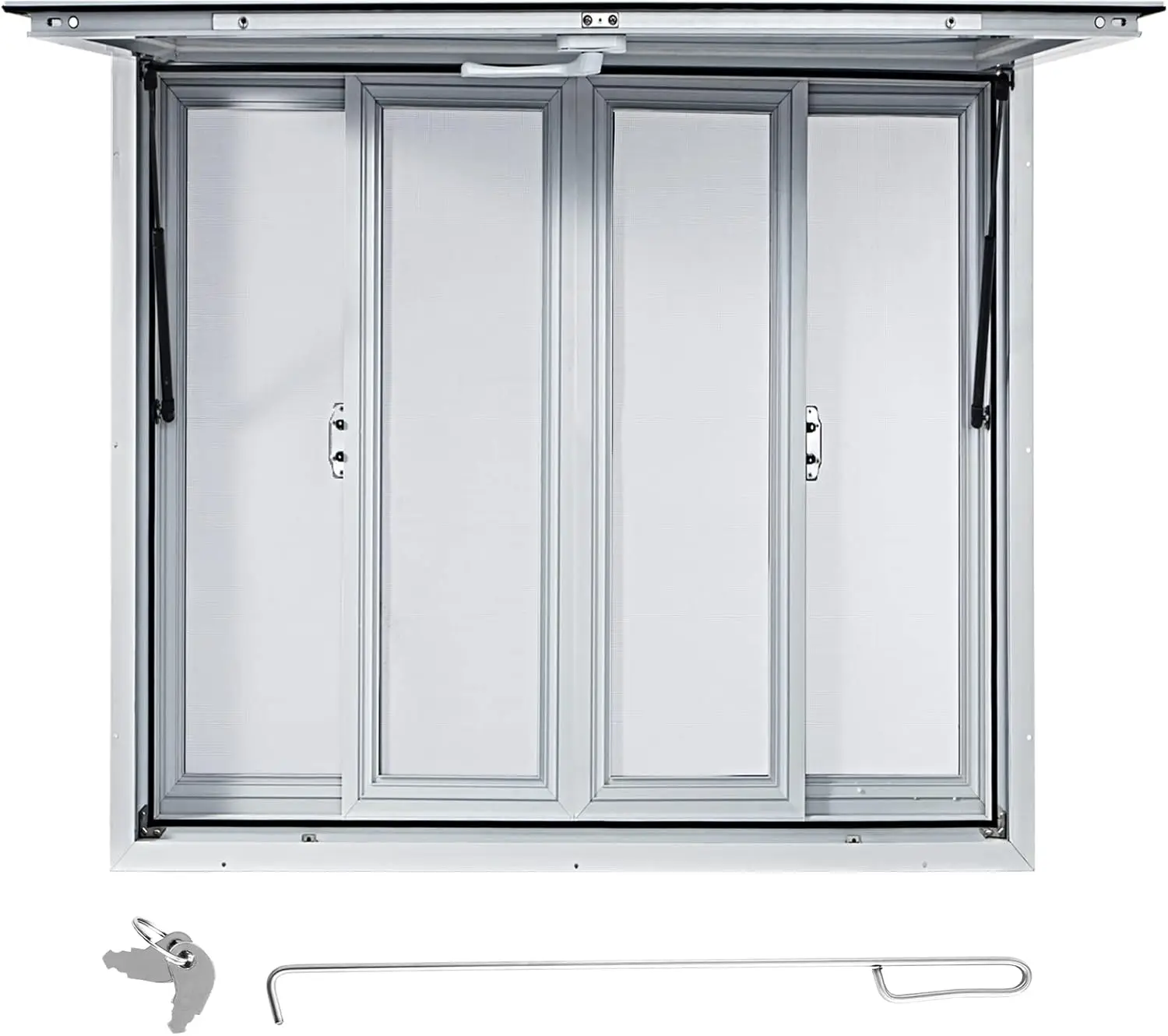 Concession Window 36 x 36 inch, Aluminum Alloy Food Truck Service Window with 4 Horizontal Sliding Screen Windows & Awning Door