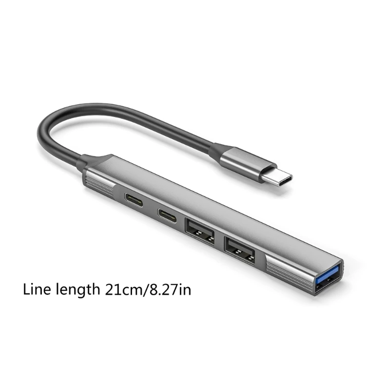 5 in 1 ฮับประเภท C พร้อม PD 60W ชาร์จ,2xUSB2.0 USB3.0 USB C 10Gbps สำหรับแล็ปท็อป DropShipping