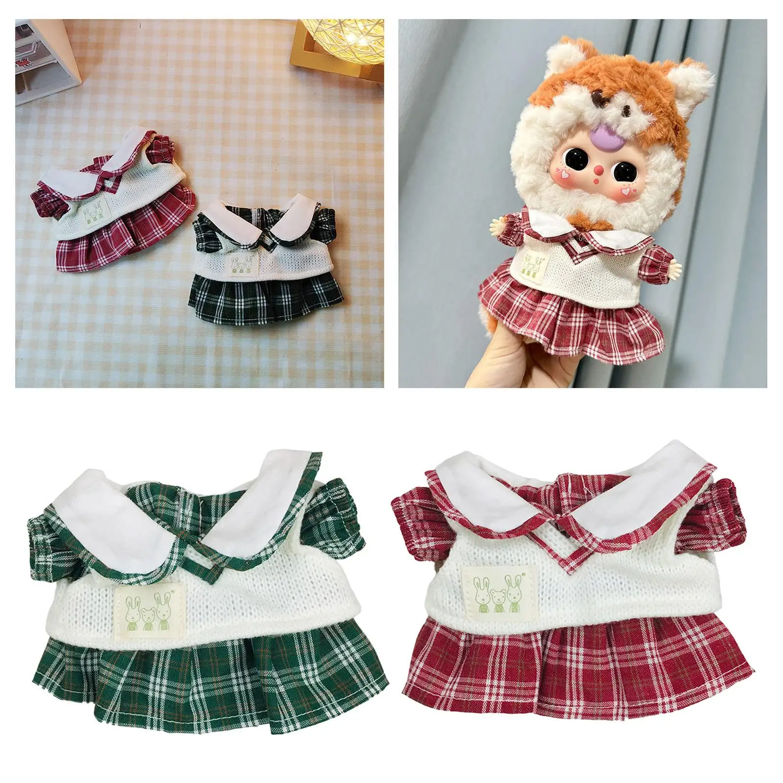 Roupas adoráveis para bonecas da moda de 20 cm – Conjunto de vestido e suéter