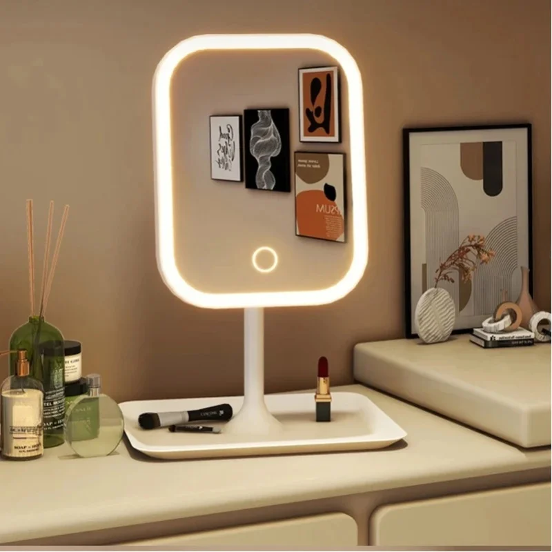 Einzigartiger Designer-Schminkspiegel mit Drei Farben LED-Beleuchtung, Touch-Steuerung, Tischspiegel für Schlafzimmer und Ankleidezimmer