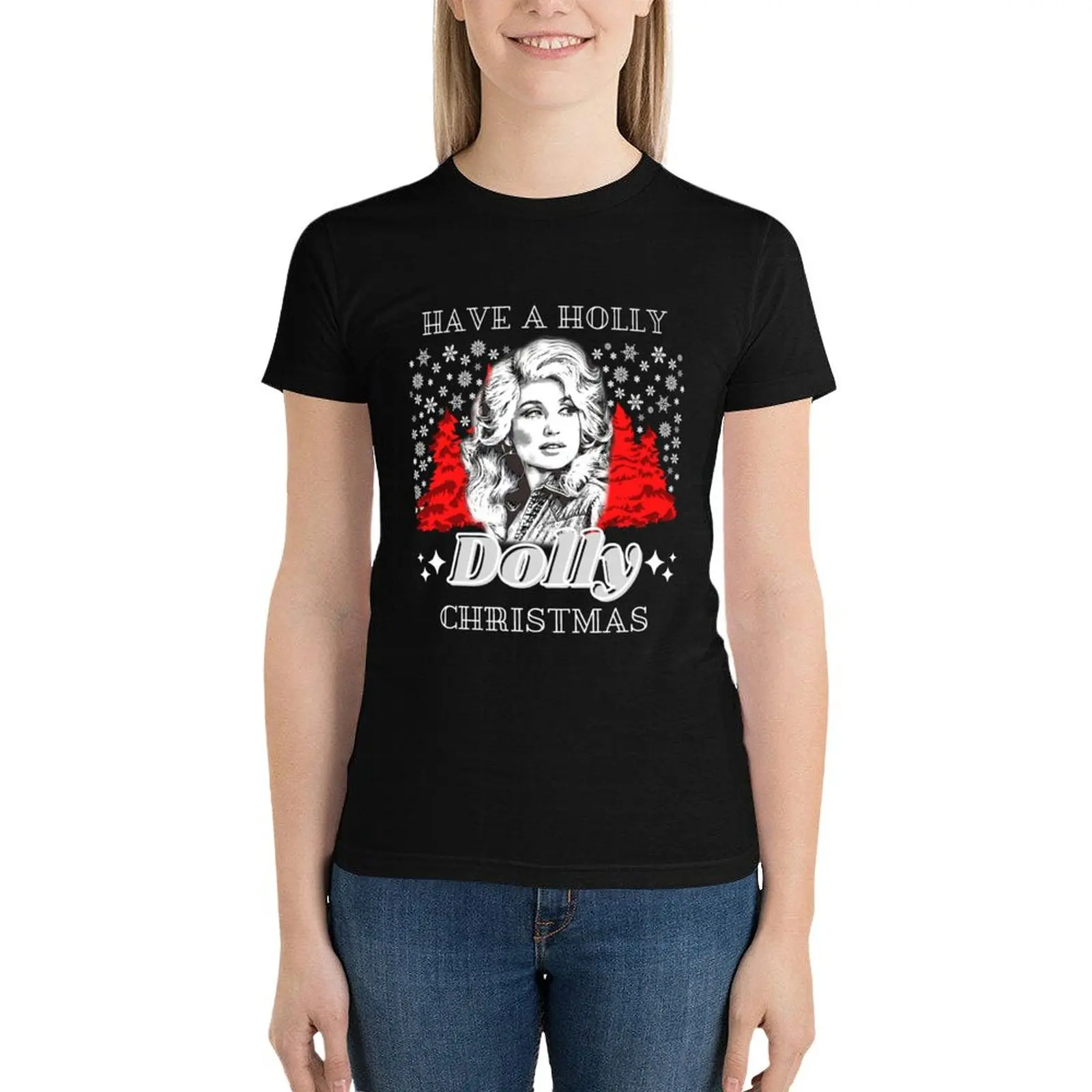 Have a Holly Dolly Christmas Shirt for Fans of Country Music Shirt Green T-Shirt plain funny Woman clothing